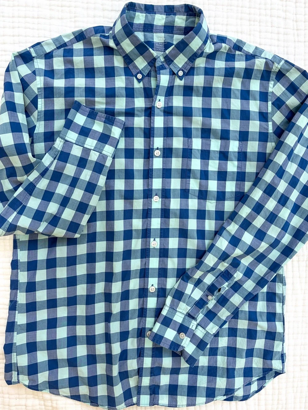 J.Crew Lightweight Gingham Button Down Shirt Large Slim Fit